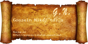 Goszein Nikétás névjegykártya